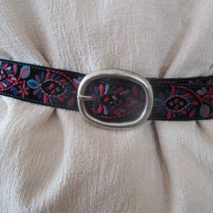 SOLD Lucky Brand Leather Belt M Flower Embroidered